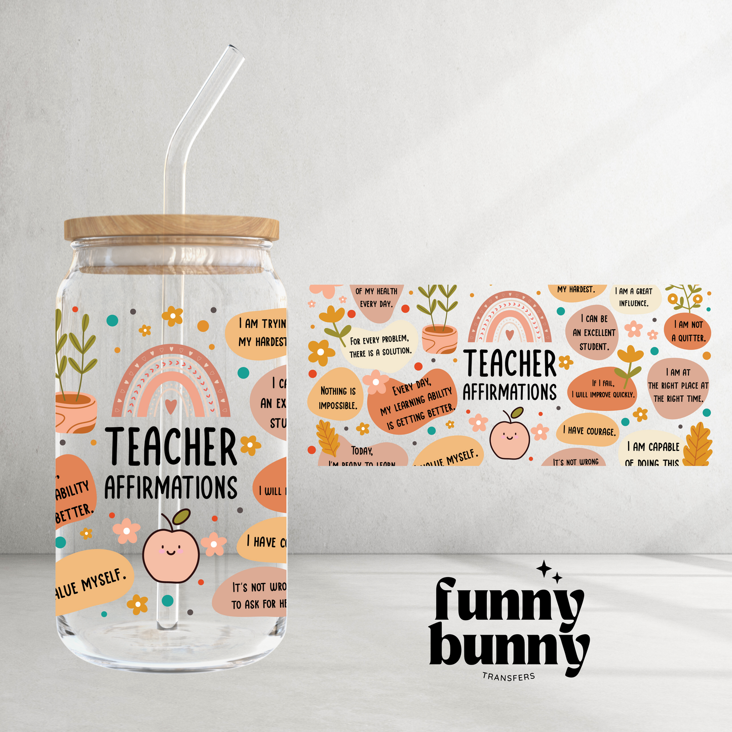 Teacher Affirmations - 16oz UVDTF Cup Wrap