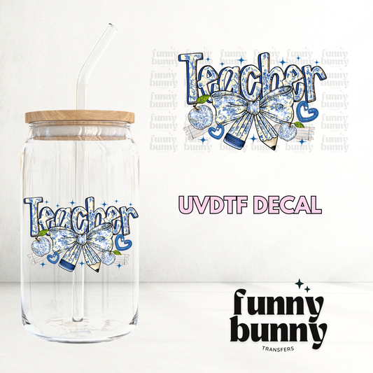Teacher Floral Bow - UVDTF Decal