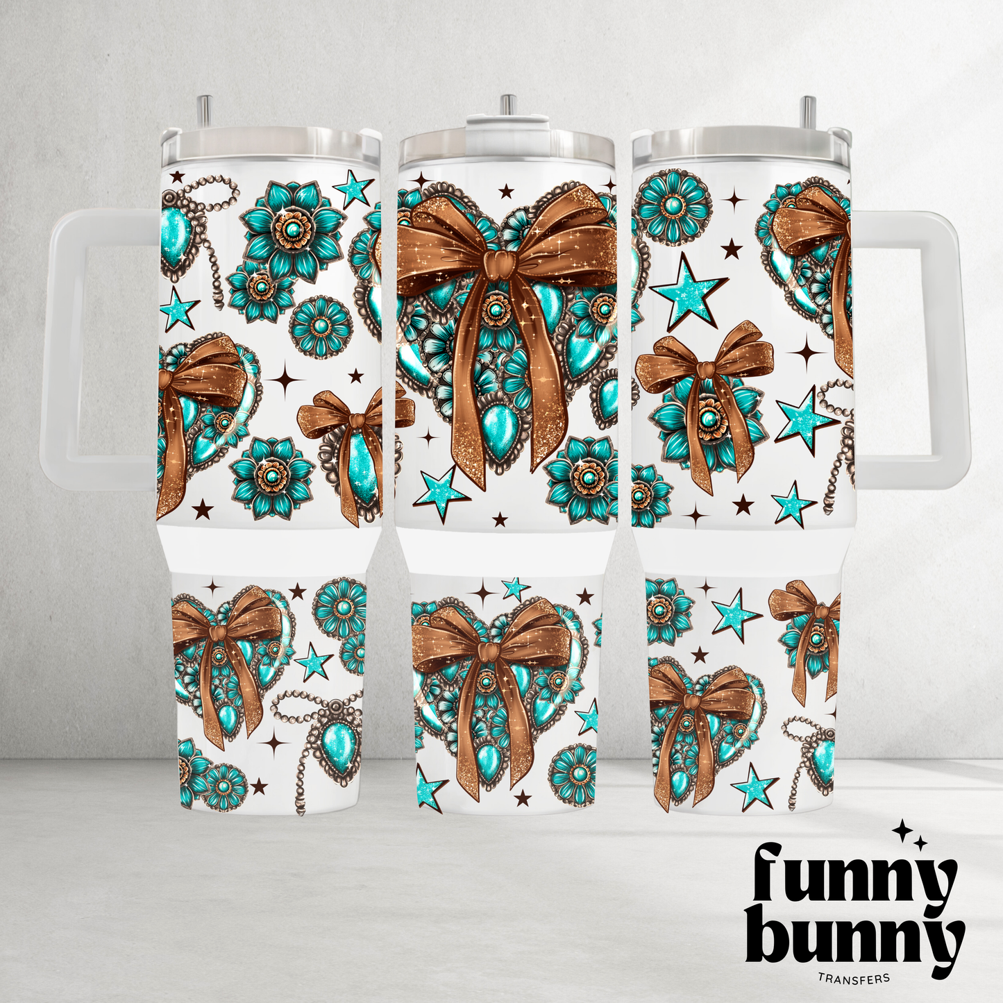 Turquoise Conchos Heart - 40oz UVDTF Tumbler Wrap