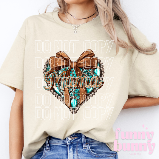 Turquoise Conchos Mama Heart - DTF Transfer