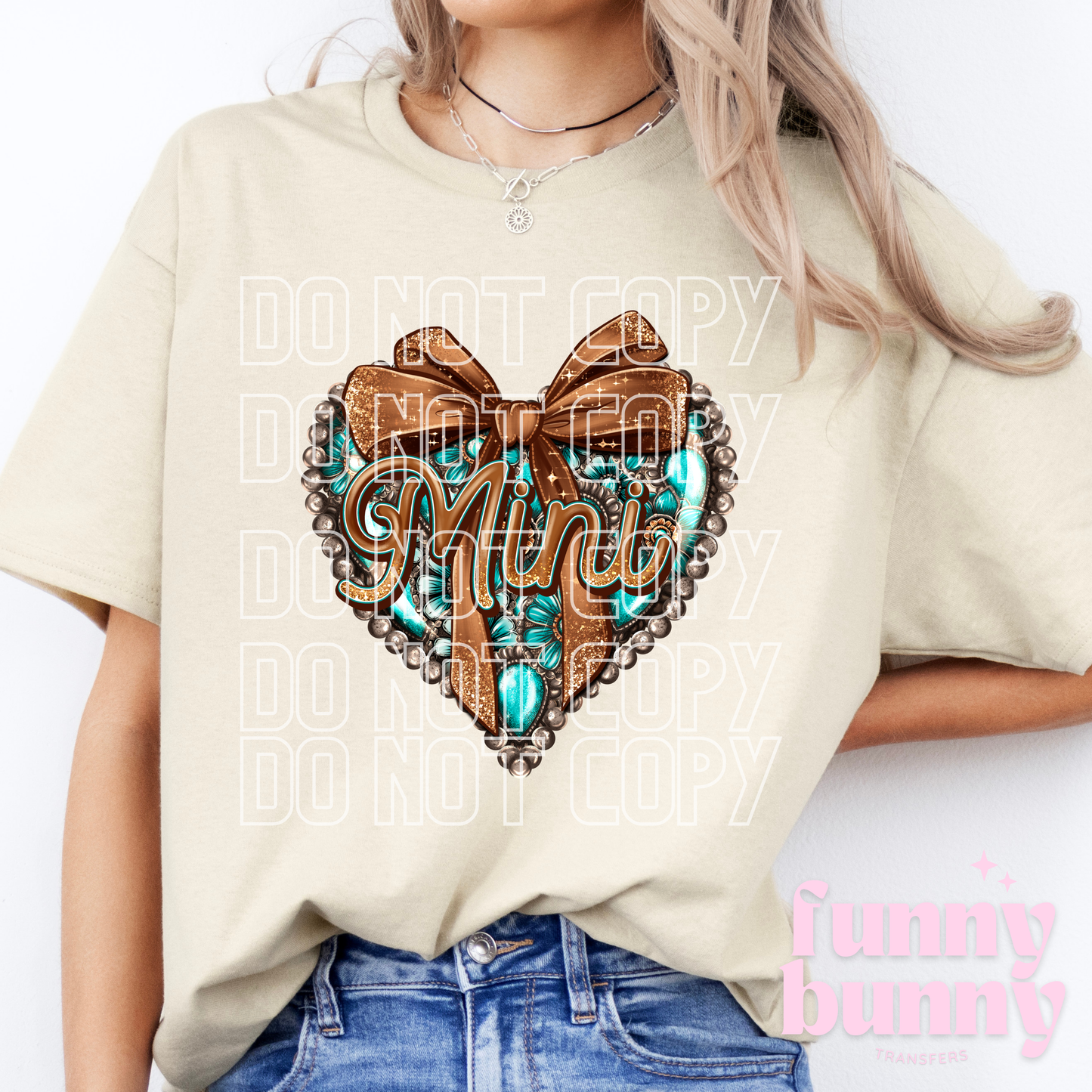 Turquoise Conchos Mini Heart - DTF Transfer