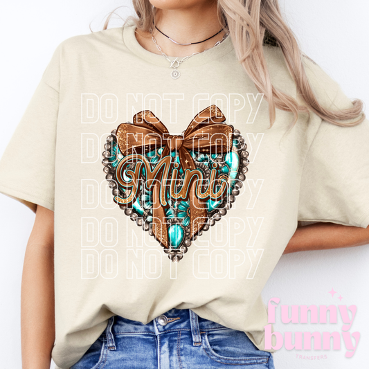 Turquoise Conchos Mini Heart - DTF Transfer