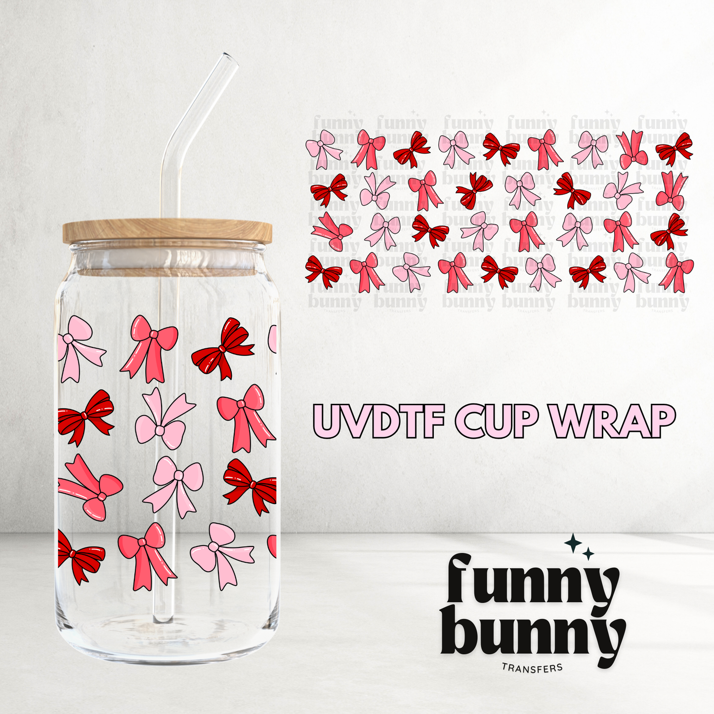 Vday Coquette Bows - 16oz UVDTF Cup Wrap