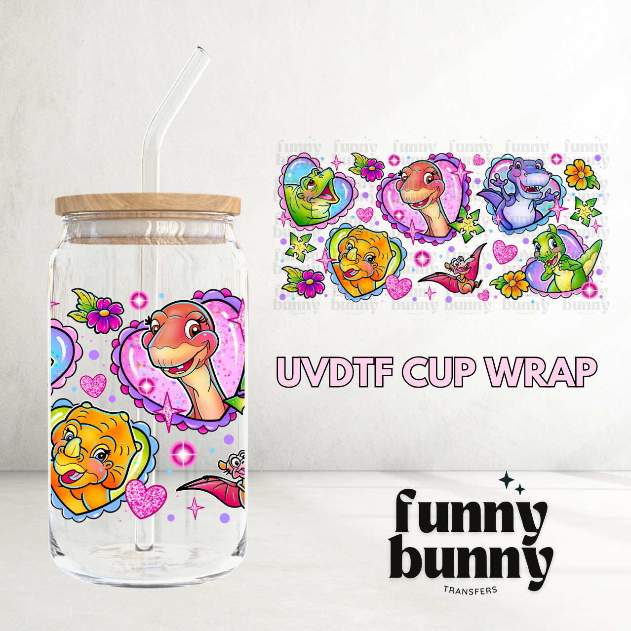 Vday Dinos - 16oz UVDTF Cup Wrap