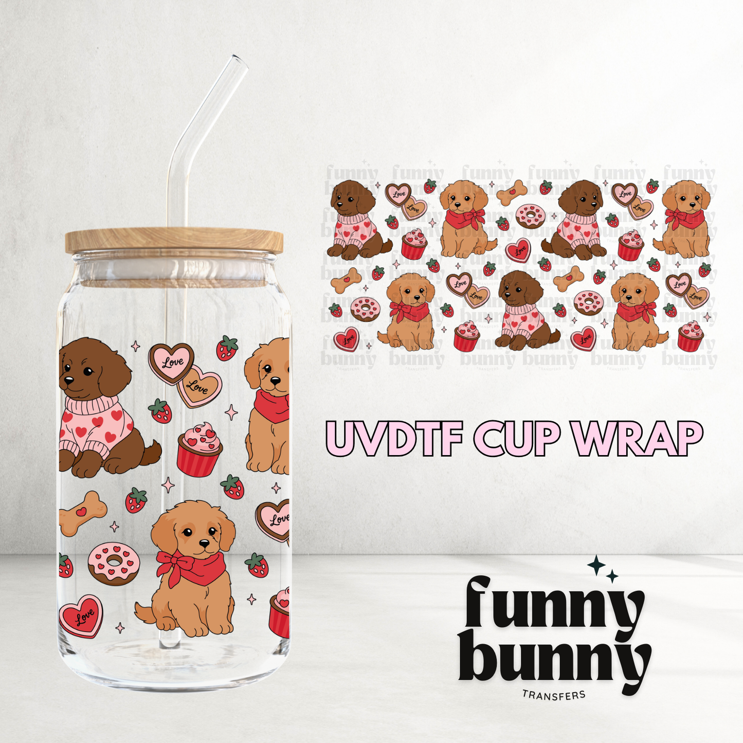 Vday Love Puppies - 16oz UVDTF Cup Wrap