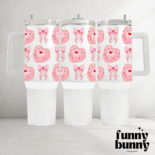 Pink Vintage Heart Cakes - 40oz UVDTF Tumbler Wrap