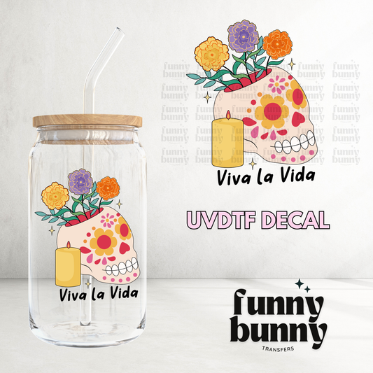 Viva La Vida Floral Skully - UVDTF Decal