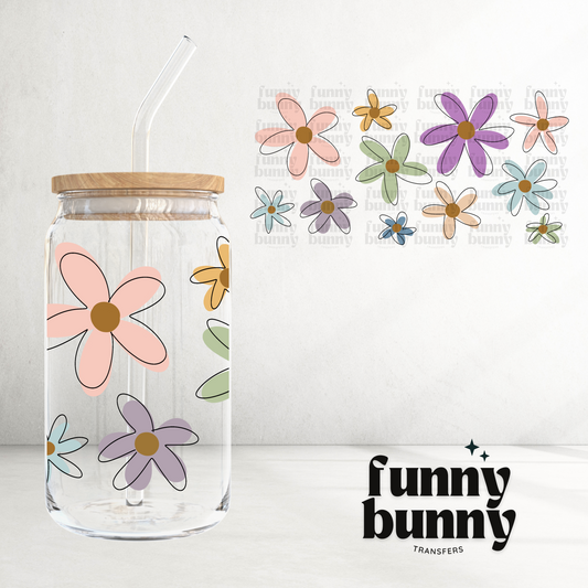 Watercolor Flowers -  16oz UVDTF Cup Wrap