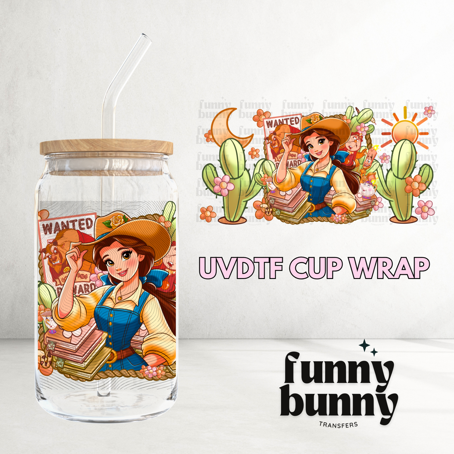 Western Belle - 16oz UVDTF Cup Wrap