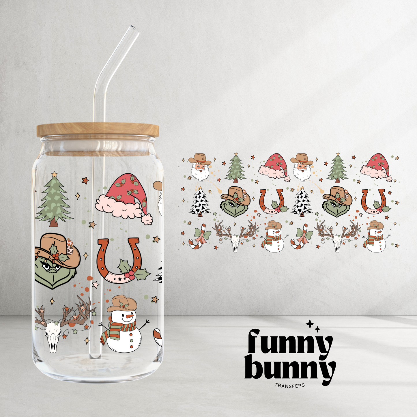 Western Christmas Exclusive - 16oz UVDTF Cup Wrap