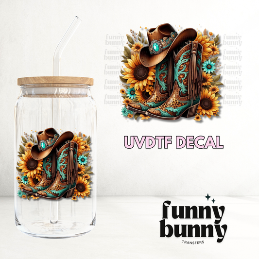 Western Turquoise Boots - UVDTF Decal