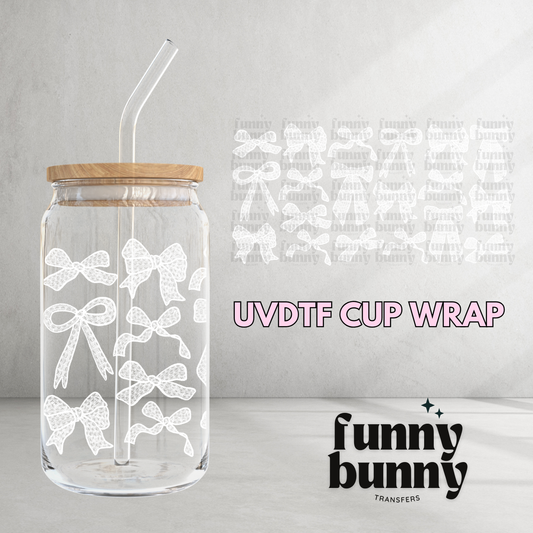 White Lace Bows - 16oz UVDTF Cup Wrap