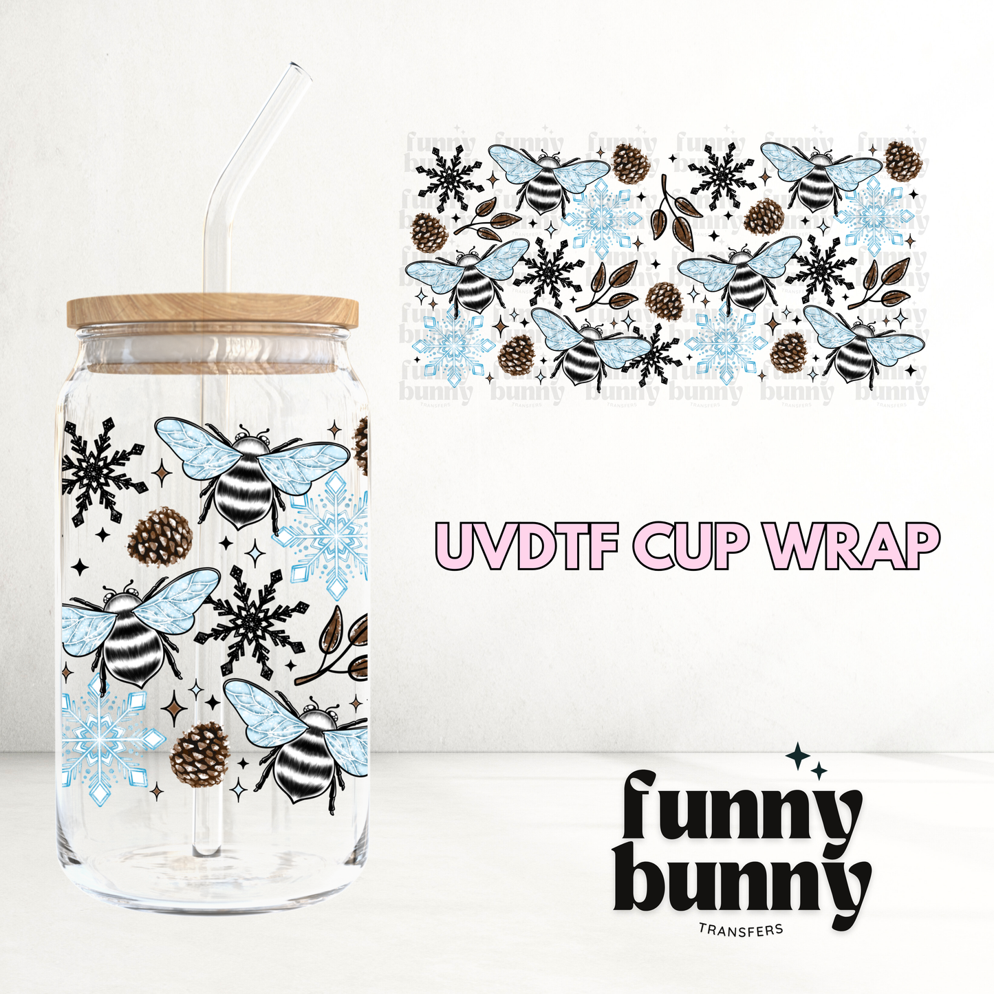 Winter Bees - 16oz UVDTF Cup Wrap