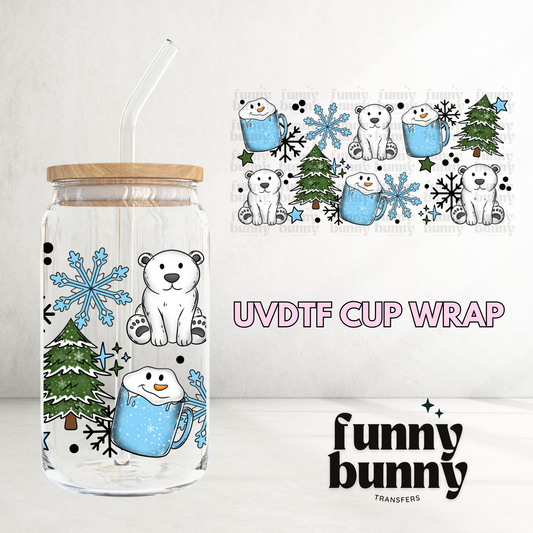 Winter Polar Bear - 16oz UVDTF Cup Wrap