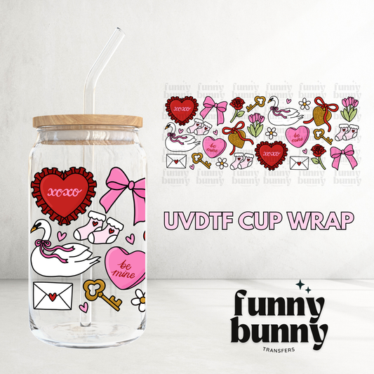 XOXO Swan - 16oz UVDTF Cup Wrap