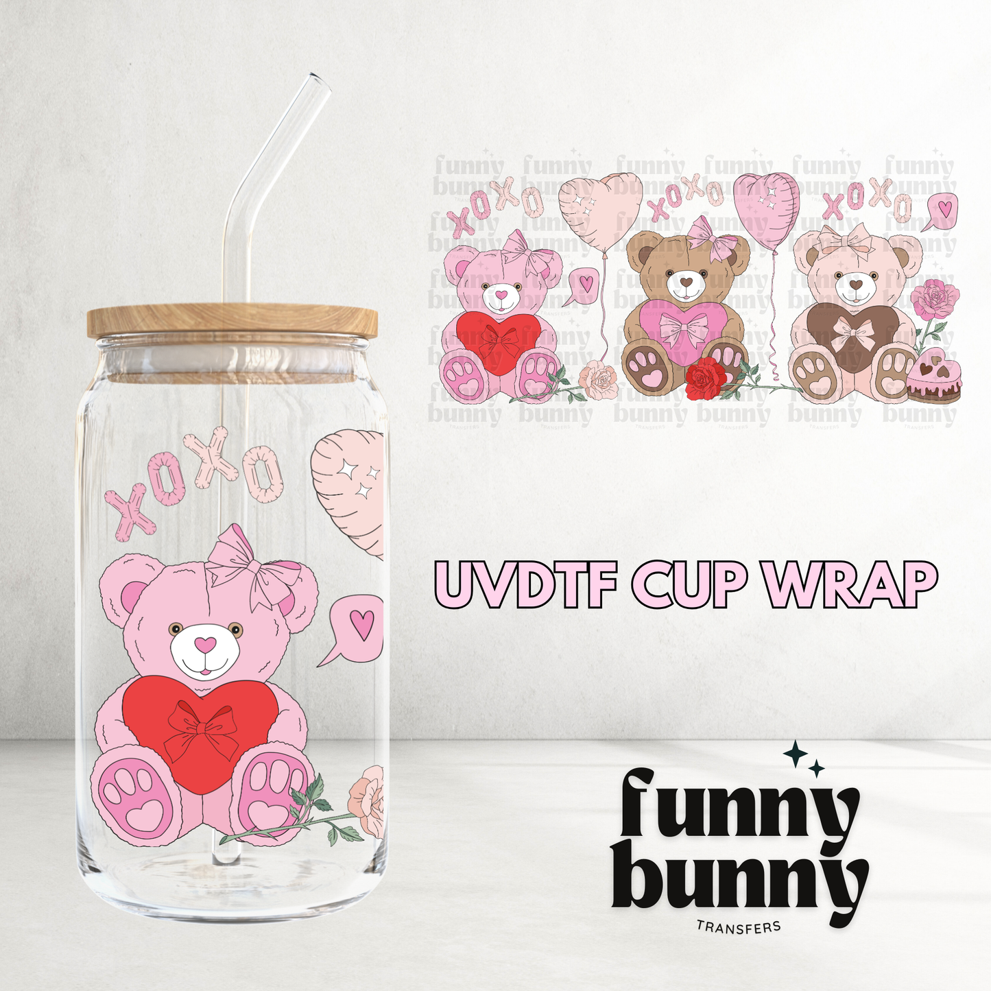 XOXO Sweet Bears - 16oz UVDTF Cup Wrap