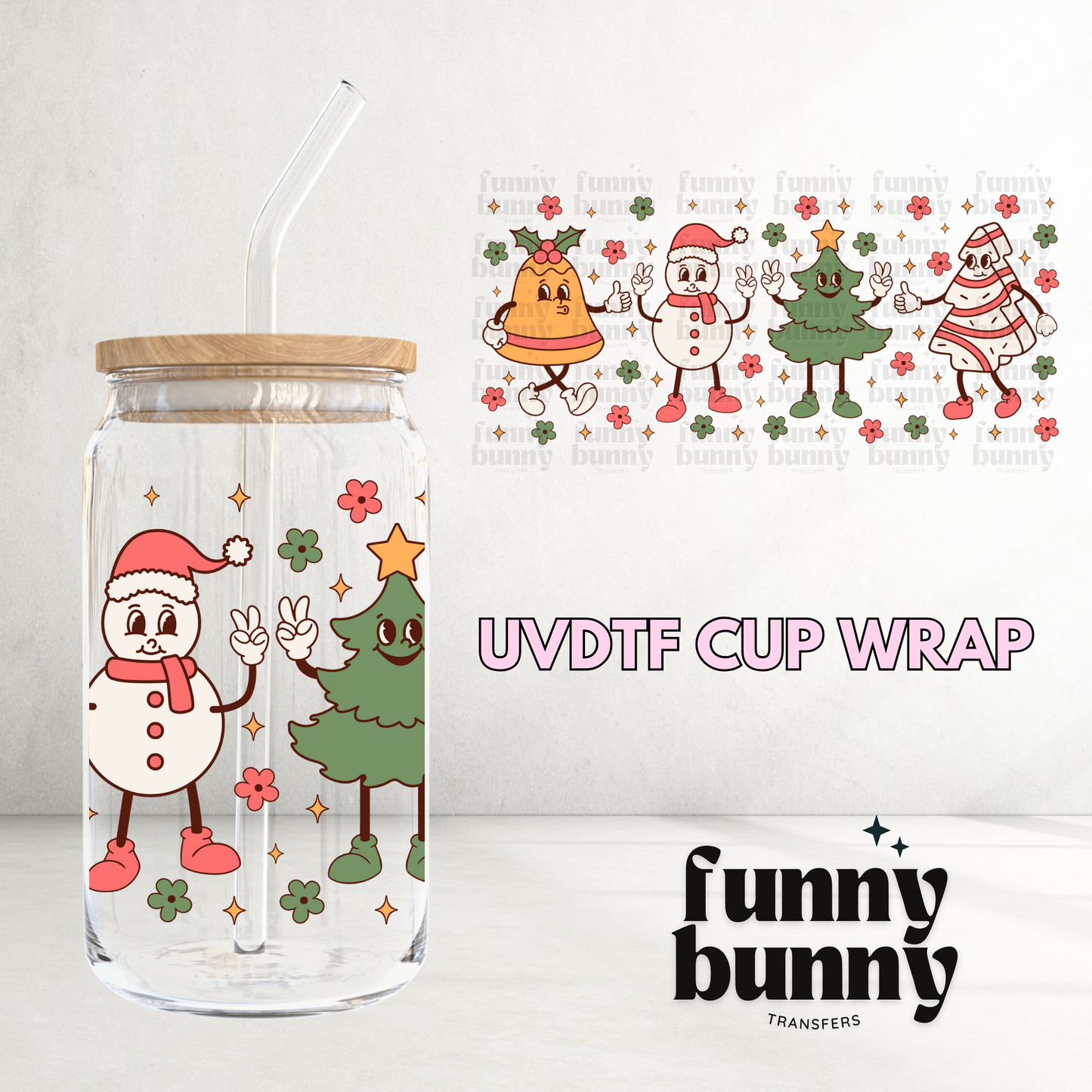 Xmas Characters - 16oz UVDTF Cup Wrap