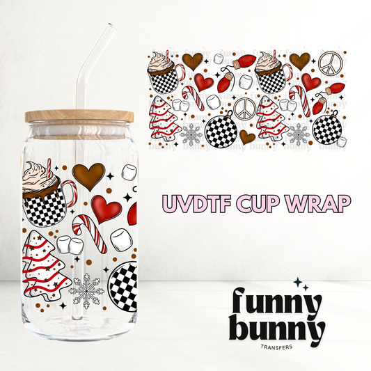 Xmas Checkered Mug - 16oz UVDTF Cup Wrap