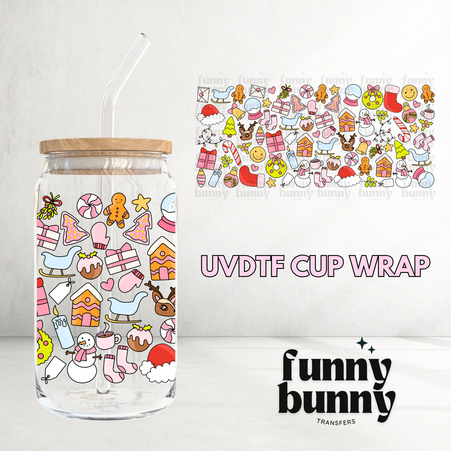 Xmas Doodle - 16oz UVDTF Cup Wrap