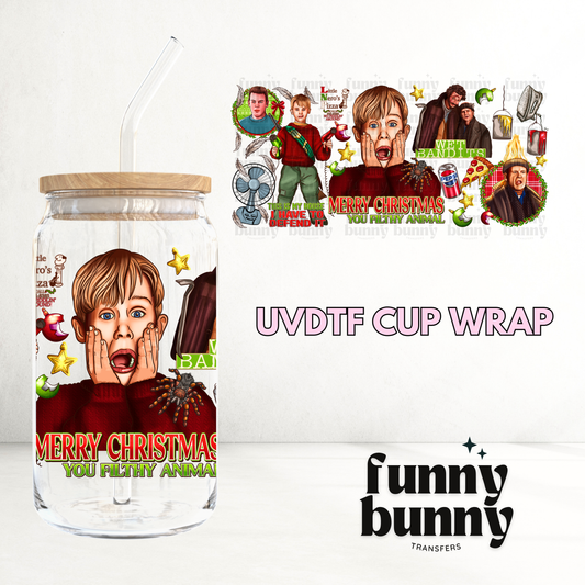 Xmas Filthy Animal - 16oz UVDTF Cup Wrap