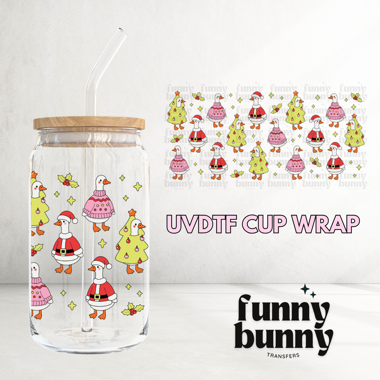 Xmas Goose Trees 2.0 - 16oz UVDTF Cup Wrap