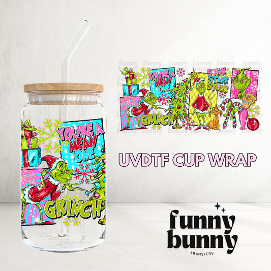 Xmas Grinchy Green Guy  - 16oz UVDTF Cup Wrap