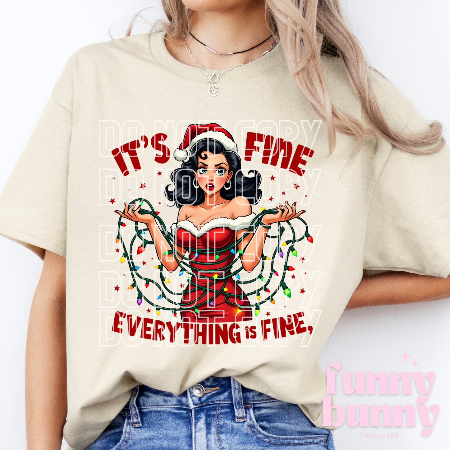 Xmas Lights Everything Fine - DTF Transfer