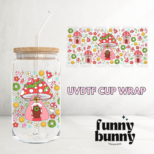 Xmas Mushie House - 16oz UVDTF Cup Wrap