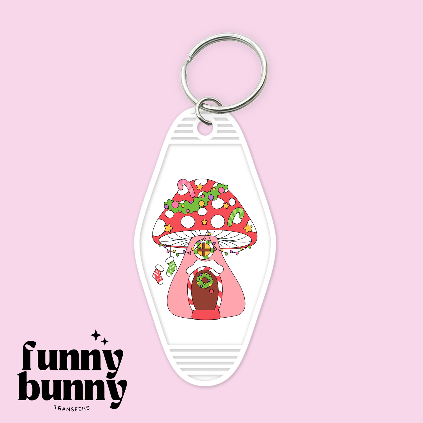 Xmas Mushie House - Motel Keychain