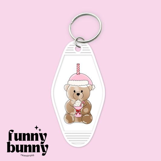 Xmas Pink Bear Latte - Motel Keychain