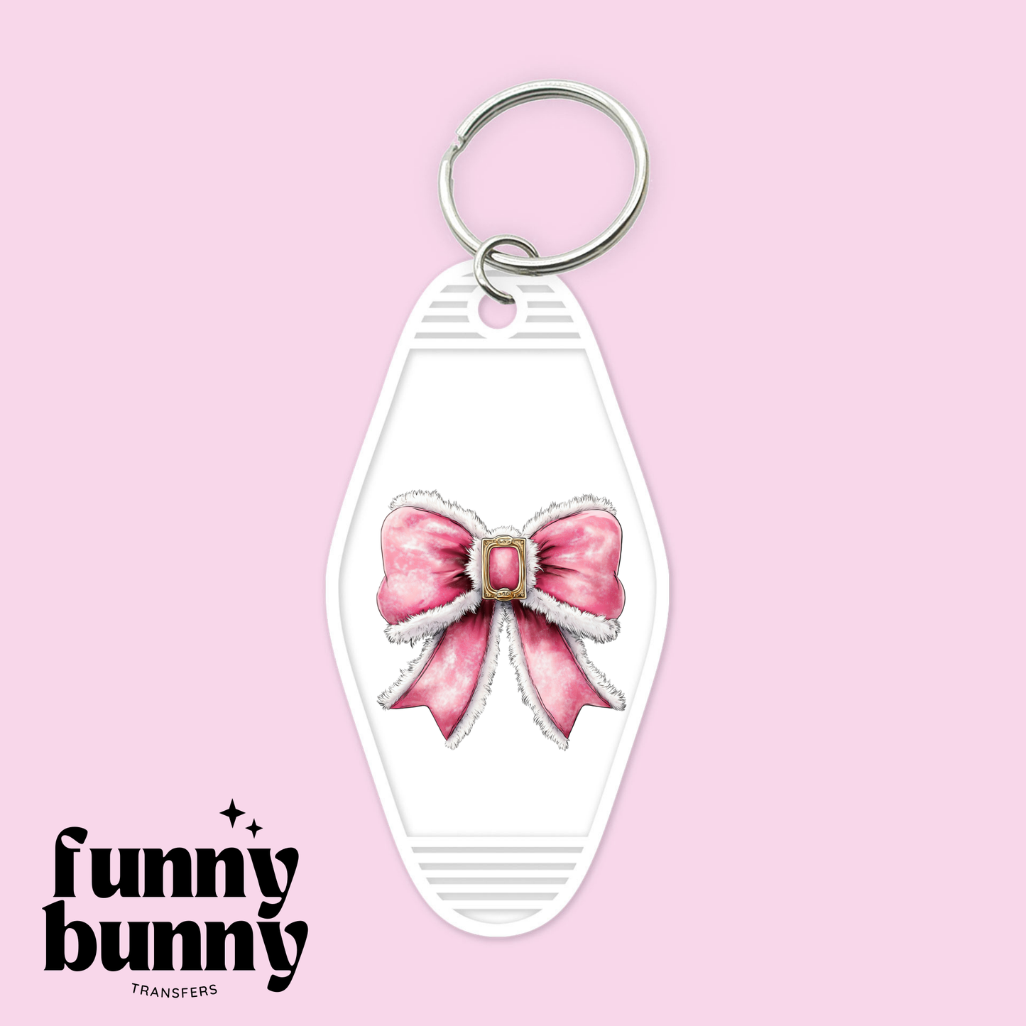 Xmas Pink Bow - Motel Keychain