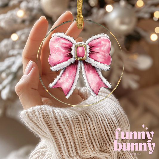 Xmas Pink Bow - UVDTF Ornament Decal