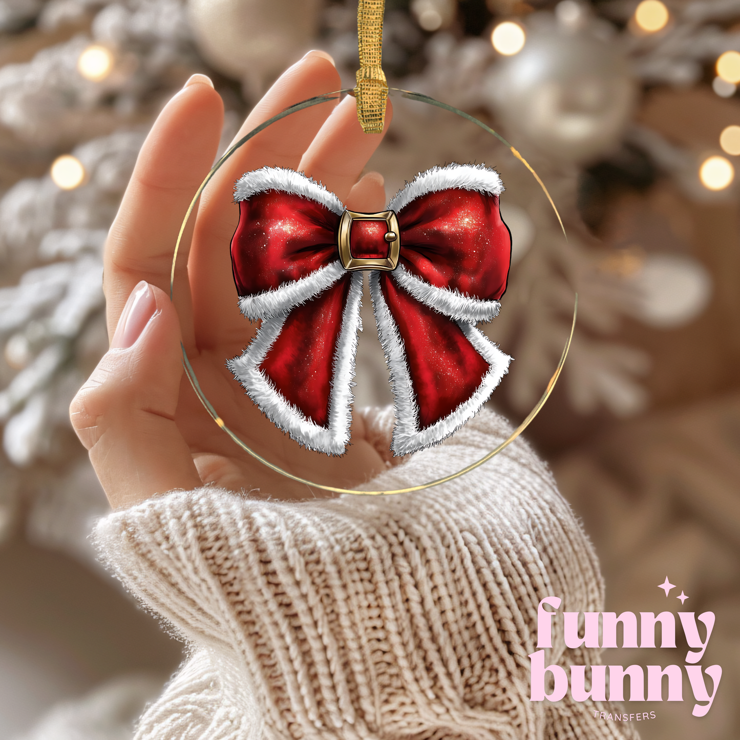 Xmas Red Bow - UVDTF Ornament Decal