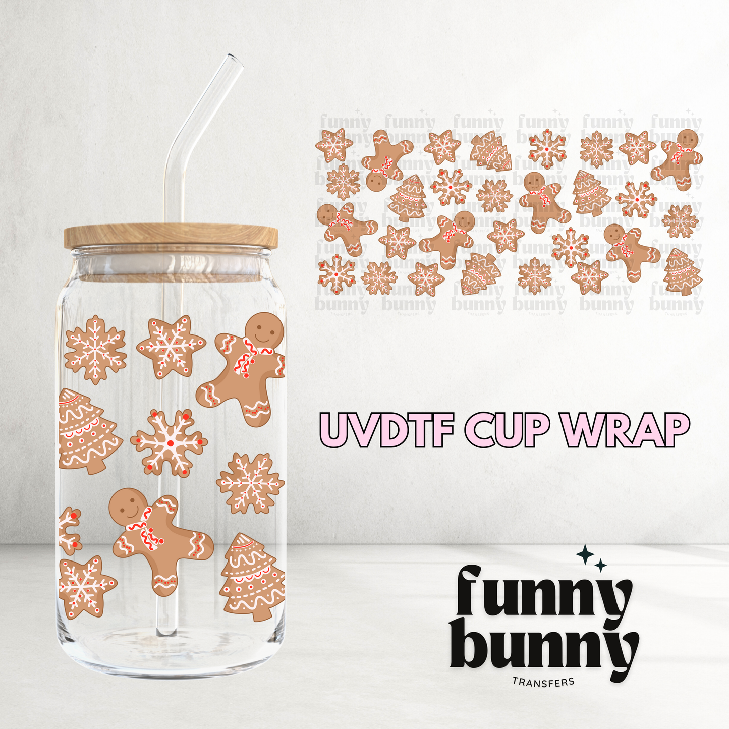 Xmas Sugar Cookies - 16oz UVDTF Cup Wrap