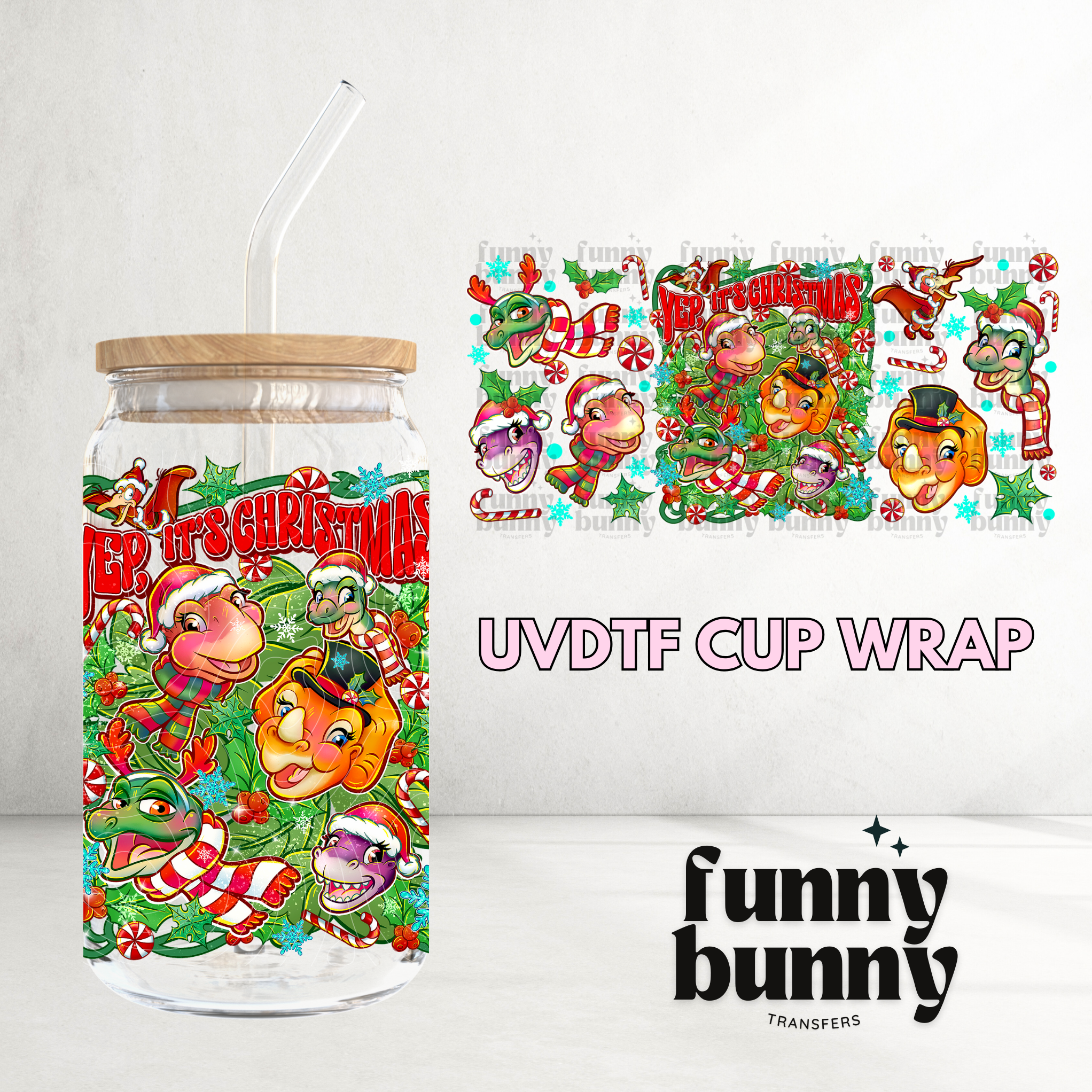 Yep It's Christmas - 16oz UVDTF Cup Wrap – Funny Bunny Transfers