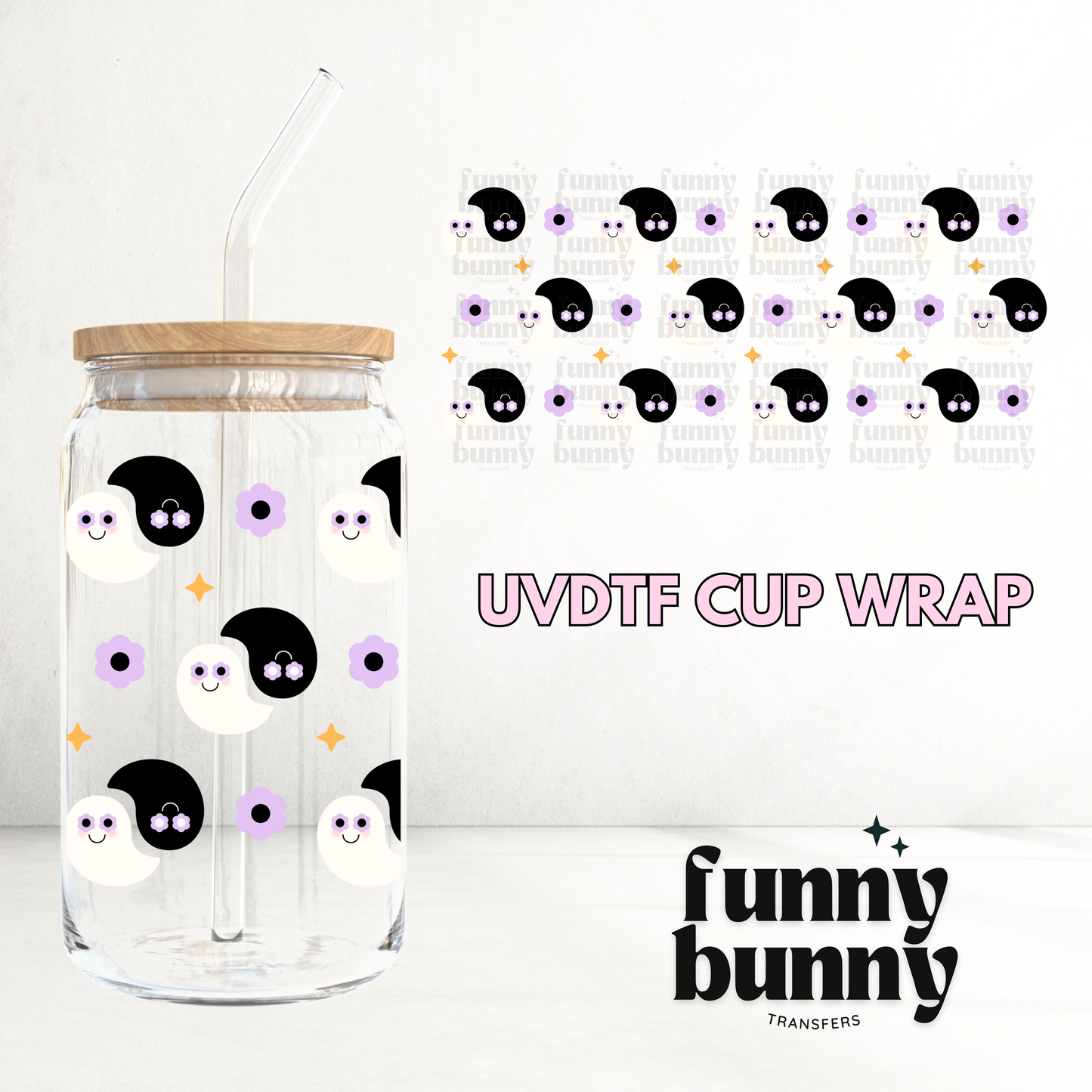 Ying Yang Ghosties - 16oz UVDTF Cup Wrap